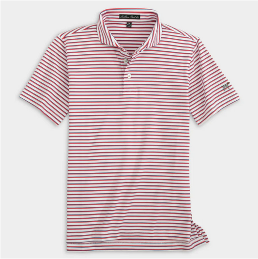 YOUTH COAST STRIPE POLO - NAVY- WASHED RED - WHITE