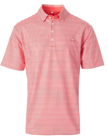 Marshall Performance Polo - Coral and White