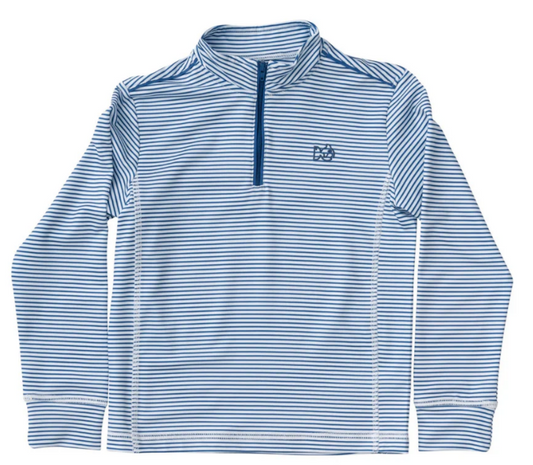 PRO Performance 1/4 Zip Pullover in Navy and White Stripe